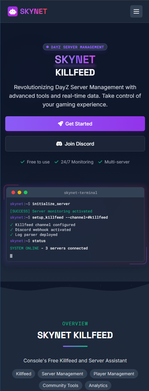 Skynet Killfeed Dashboard